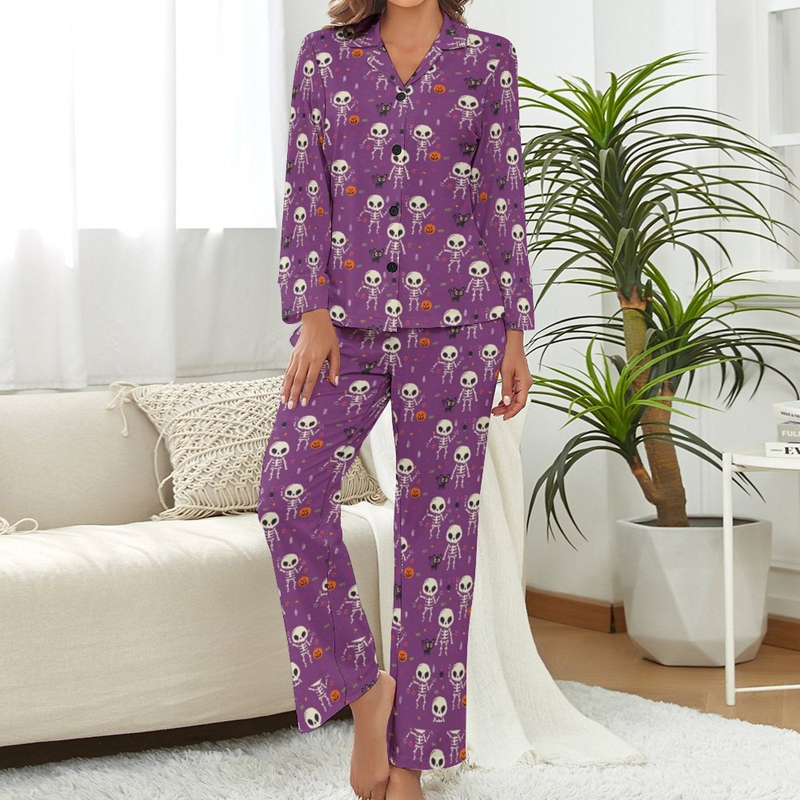 Purple skeleton pajamas sale